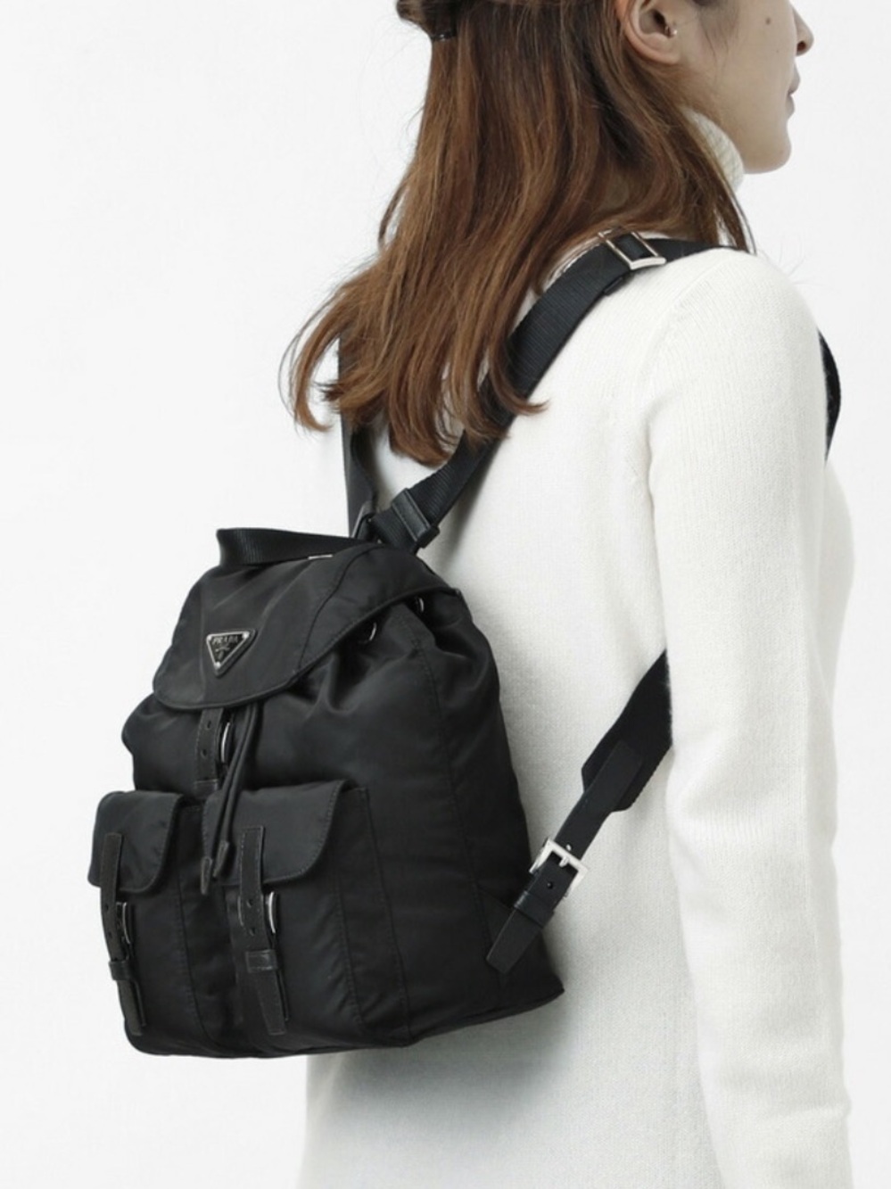 Prada black nylon Tessuto backpack bag